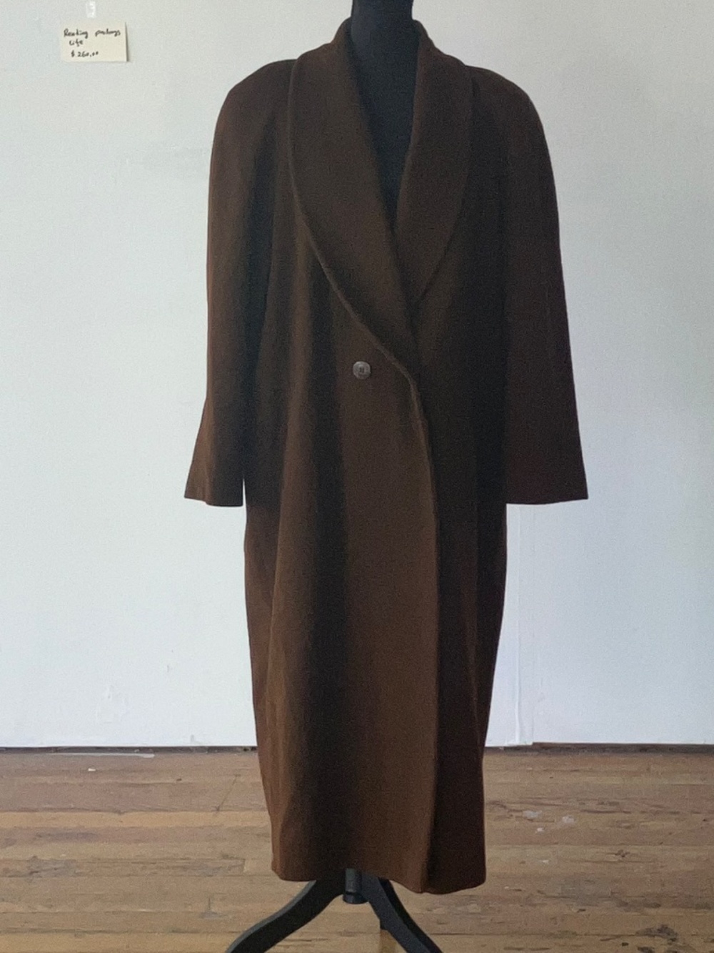 Chocolate brown, long wool coat - Picture 10 of 13